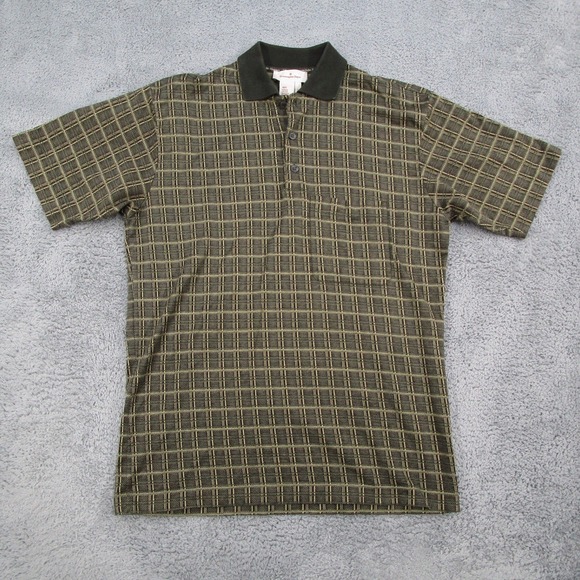 Ermenegildo Zegna Other - Ermenegildo Zegna Polo Shirt Mens Small Green Tan Grid Cotton Short Sleeve Italy